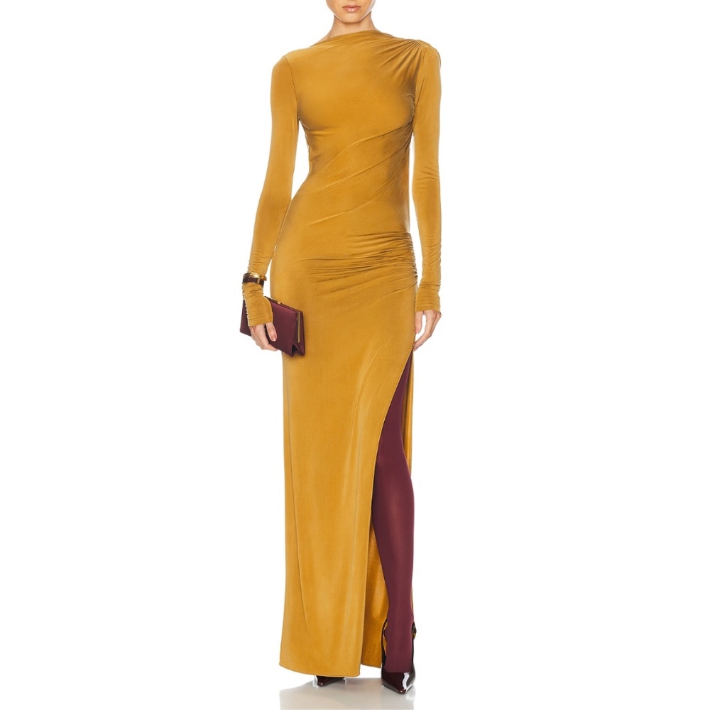 NWT | The Andamane Sophie Maxi Dress Gold | Sz IT 38 - Picture 2 of 12